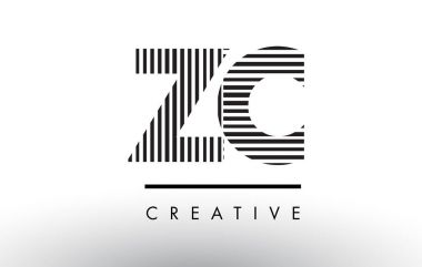 Logo Tasarım ZC Z C siyah ve beyaz çizgiler mektup.
