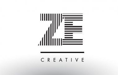 Ze Z E siyah ve beyaz çizgiler Logo tasarımı mektup.