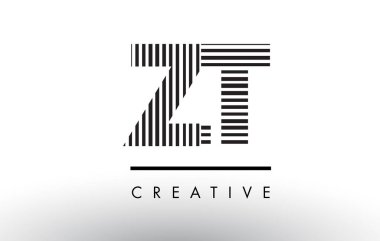 ZT Z T siyah ve beyaz çizgiler Logo tasarımı mektup.