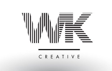 Logo Tasarım WK W K siyah ve beyaz çizgiler mektup.