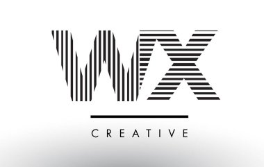 Logo Tasarım WX W X siyah ve beyaz çizgiler mektup.