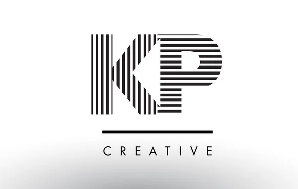 KP K P siyah ve beyaz çizgiler mektup Logo tasarımı. — Stok Vektör