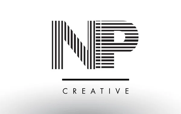 Logo Tasarım NP N P siyah ve beyaz çizgiler mektup. — Stok Vektör