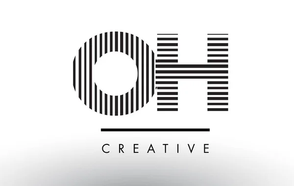 Oh O H zwart-wit lijnen brief Logo ontwerp. — Stockvector