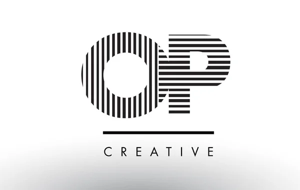 Op O P fekete-fehér vonalak levél Logo tervezés. — Stock Vector