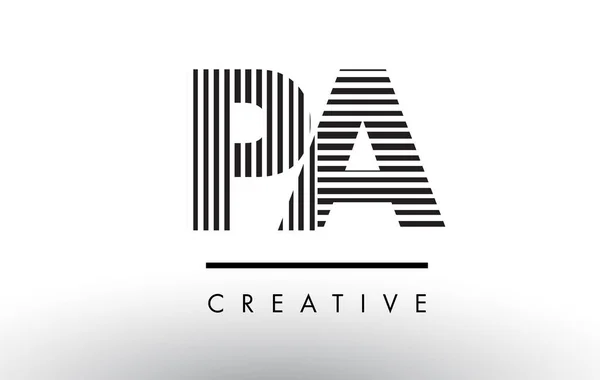 PA P bir siyah ve beyaz çizgiler mektup Logo tasarımı. — Stok Vektör