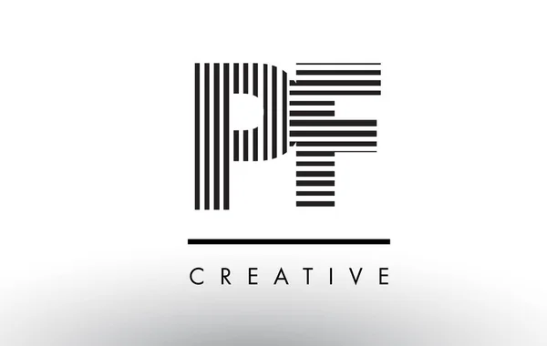 PF P F siyah ve beyaz çizgiler Logo tasarımı mektup. — Stok Vektör