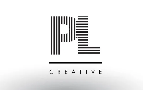 Pl P L siyah ve beyaz çizgiler mektup Logo tasarımı. — Stok Vektör