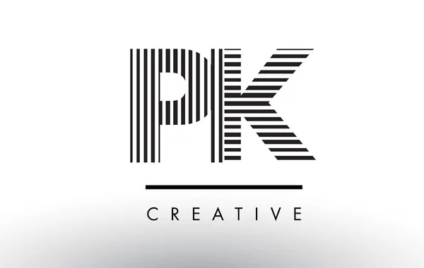 PK P K siyah ve beyaz çizgiler mektup Logo tasarımı. — Stok Vektör