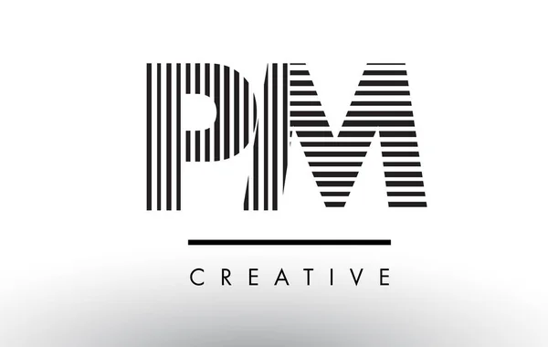 PM P L Linee in bianco e nero Lettera Logo Design . — Vettoriale Stock