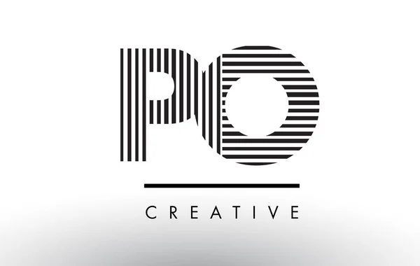 Po P O siyah ve beyaz çizgiler mektup Logo tasarımı. — Stok Vektör