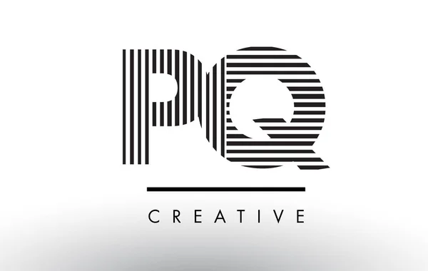 PQ P Q Lignes noires et blanches Lettre Logo Design . — Image vectorielle