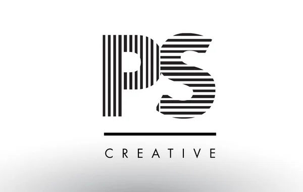 PS Mektubundaki P S siyah ve beyaz satırları Logo tasarımı. — Stok Vektör