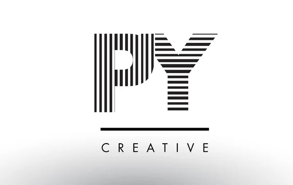 Py P Y siyah ve beyaz çizgiler mektup Logo tasarımı. — Stok Vektör