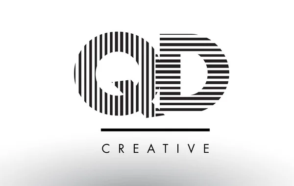 QD Q D Ligne noire et blanche Lettre Logo Design . — Image vectorielle