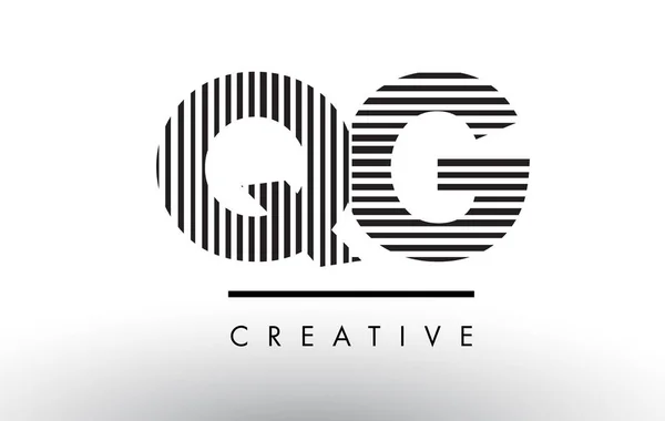 QG Q G Ligne noire et blanche Lettre Logo Design . — Image vectorielle