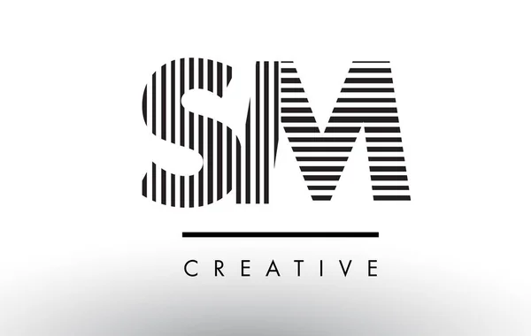 SM S M Black and White Lines Letter Logo Design. — Stock Vector