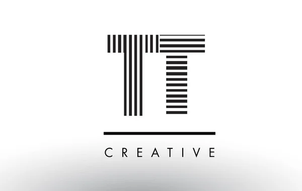 TT T Lignes Noir et Blanc Lettre Logo Design . — Image vectorielle