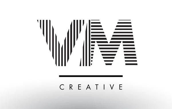 VM V M preto e branco linhas carta logotipo design . —  Vetores de Stock