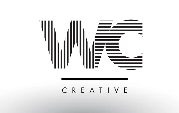 WC W C czarno-białe linie list Logo Design. — Wektor stockowy