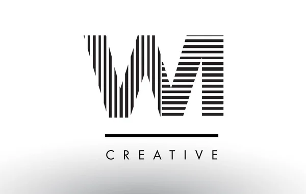 Wi W Ben siyah ve beyaz çizgiler mektubu Logo tasarımı. — Stok Vektör