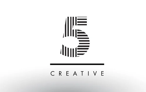 5 zwart-wit lijnen nummer Logo ontwerp. — Stockvector
