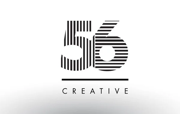 56 líneas en blanco y negro Número Logotipo Diseño . — Vector de stock