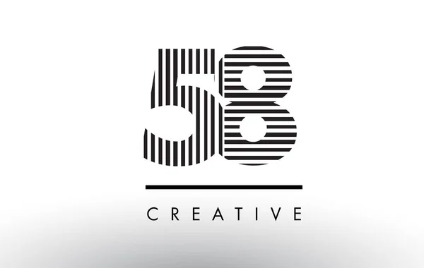 58 zwart-wit lijnen nummer Logo ontwerp. — Stockvector