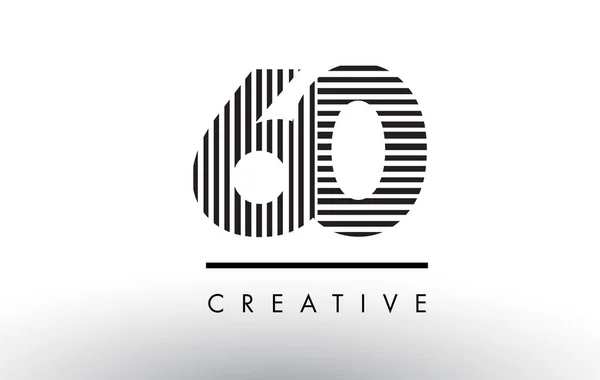 60 zwart-wit lijnen nummer Logo ontwerp. — Stockvector