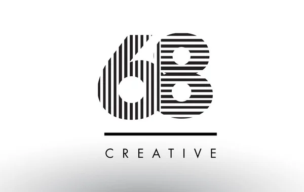 68 zwart-wit lijnen nummer Logo ontwerp. — Stockvector