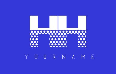 HH H H harfi Logo tasarımı mavi arka plan ile noktalı.