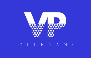 VP V P Dotted Pattern Letter Logo Design Vector with Blue Background. clipart svg vector 