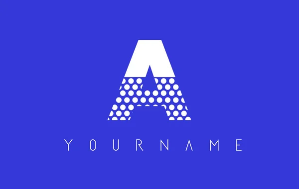 Een gestippelde brief Logo ontwerp met blauwe achtergrond. — Stockvector