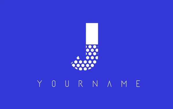 Diseño del logotipo de la letra J punteada con fondo azul . — Vector de stock