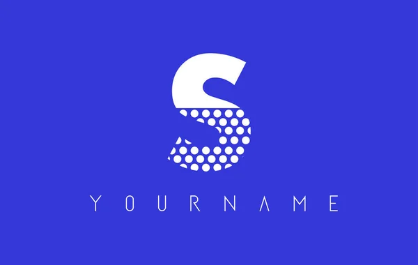 S harfi Logo tasarımı mavi arka plan ile noktalı. — Stok Vektör