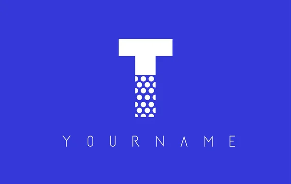 T pontilhado Carta Logo Design com fundo azul . —  Vetores de Stock