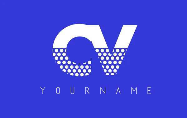 CV C V pontilhado Carta Logo Design com fundo azul . — Vetor de Stock