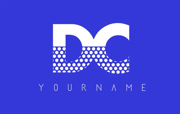 Diseño del logotipo de la letra de puntos DC D C con fondo azul . — Vector de stock