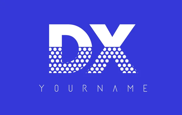 Diseño del logotipo de la letra punteada DX D X con fondo azul . — Vector de stock