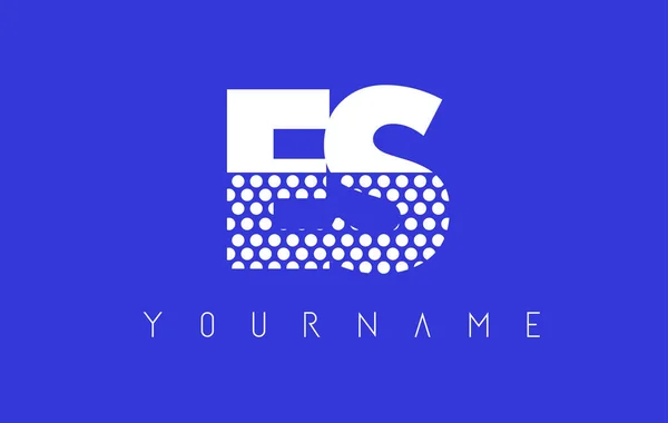 Es E S 점선 파란색 배경으로 문자 로고 디자인. — 스톡 벡터