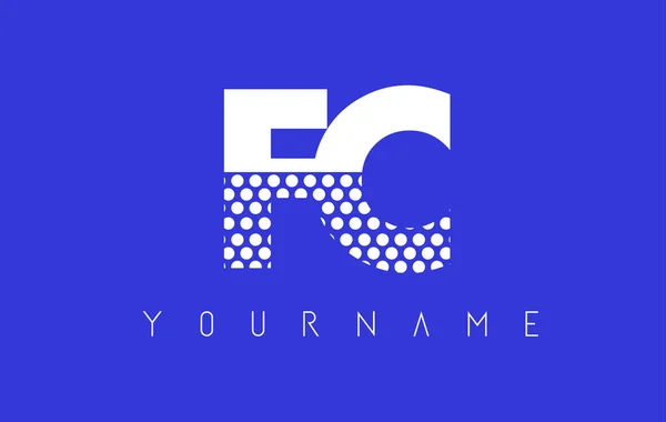 Fc f c gepunkteter Buchstabe Logo-Design mit blauem Hintergrund. — Stockvektor