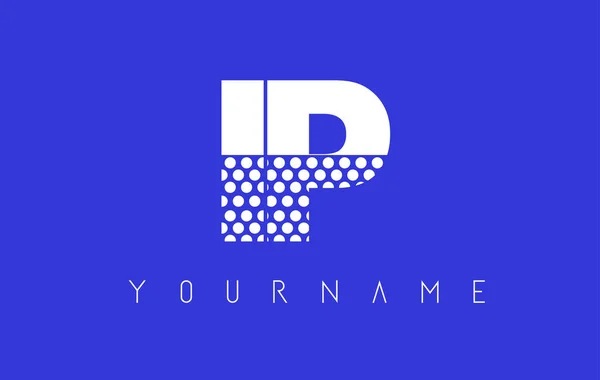 Diseño de logotipo de letra punteada IP I P con fondo azul . — Vector de stock
