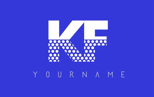 Diseño de logotipo de letra punteada KF K F con fondo azul . — Vector de stock