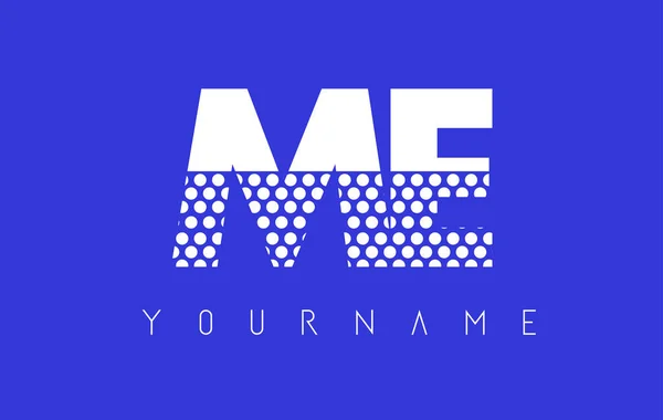 Diseño del logotipo de la letra punteada ME M E con fondo azul . — Vector de stock