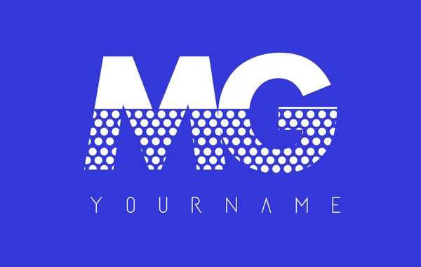 MG M G Dotted Letter Logo Design avec fond bleu . — Image vectorielle