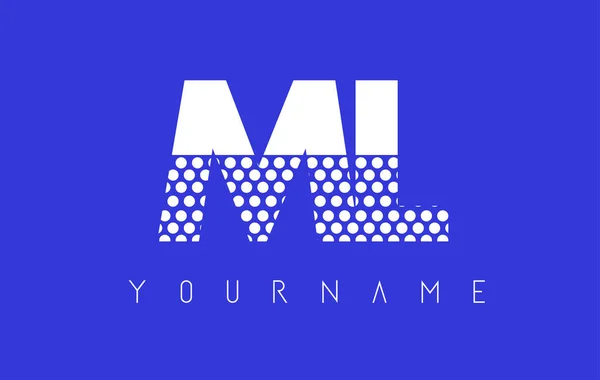 ML M L pontilhado letra logotipo design com fundo azul . —  Vetores de Stock