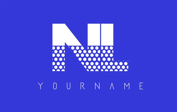 Nl N L 点缀蓝色背景字母标志设计. — 图库矢量图片