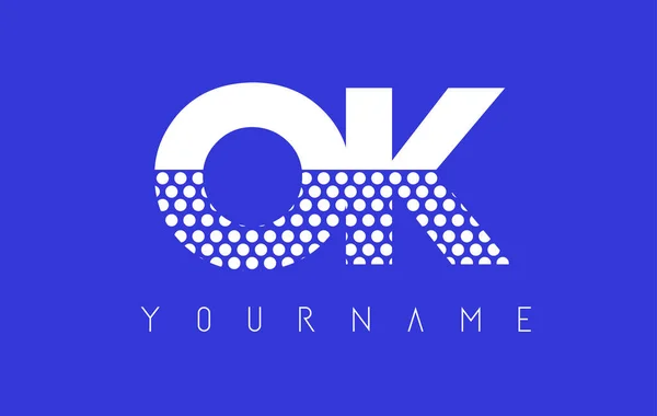 OK O K lettera punteggiata Logo Design con sfondo blu . — Vettoriale Stock