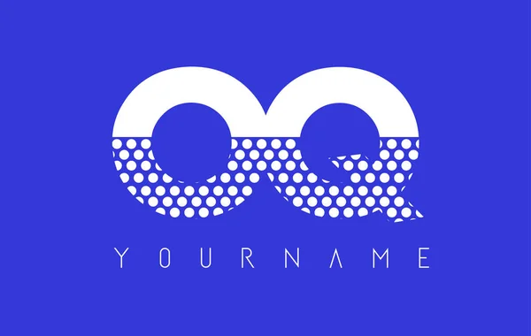 Logo lettera punteggiata OQ O Q Design con sfondo blu . — Vettoriale Stock