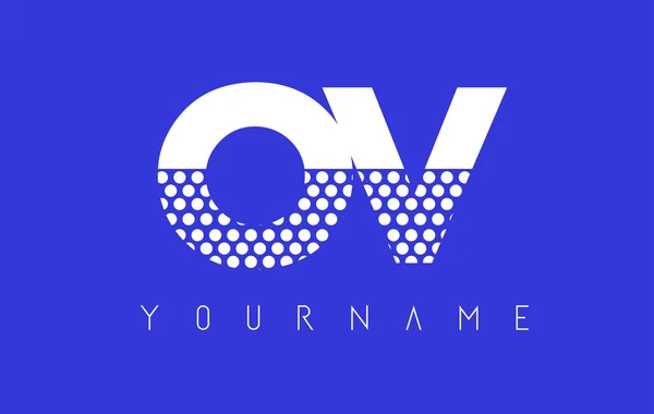 OV O V Dotted Letter Logo Design with Blue Background. — Stock Vector